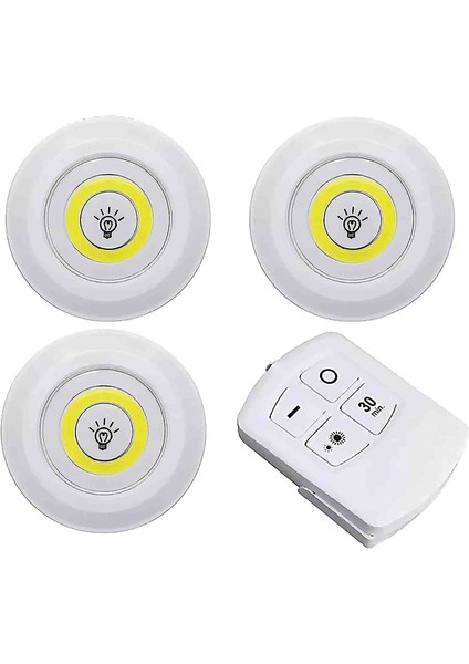 Uzaktan Kumandalı Yapışkanlı LED Lamba 3’lü Set Kablosuz Pilli Işık Ayarlanabilir Pratik Gece Lambası modelleri