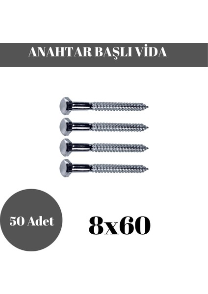 Trifon Vida 8X60 mm Altı Köşe Anahtar Başlı Vida 50'li Paket indirimleri