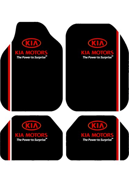 Kıa Motors Logolu The Power To Surprise Yazılı Siyah Oto Paspas Takımı – Kırmızı Şeritli, Kaymaz