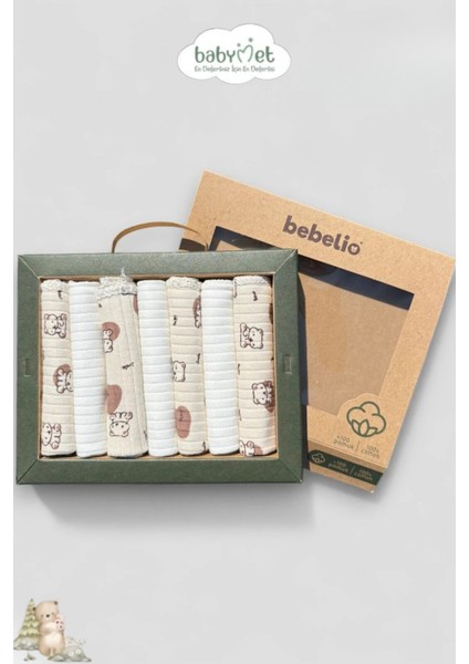 %100 Pamuk Organik Bebek Ağız Mendili 7'li Set, 25X25 cm Yumuşak&hipoalerjenik modelleri