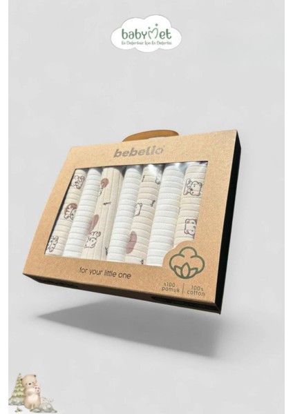 %100 Pamuk Organik Bebek Ağız Mendili 7'li Set, 25X25 cm Yumuşak&hipoalerjenik fırsatları