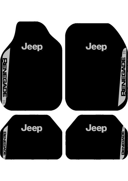 Jeep Renegade Logolu Siyah Dekoratif Oto Paspas Takımı, Universal Kalıp, Kaymaz ve Yıkanabilir