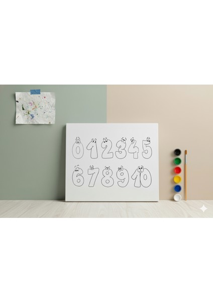 Çocuklar Için Rakam Boyama Tuvali – 0’dan 10’a Eğlenceli Sayılar Seti