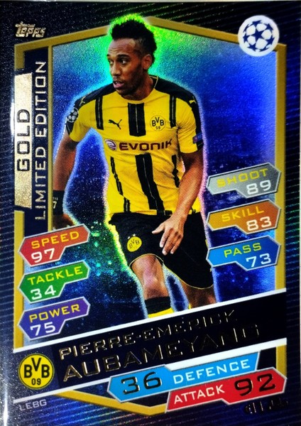Match Attax Uefa Champıons League 2016/17 Aubameyang Gold Lımıted