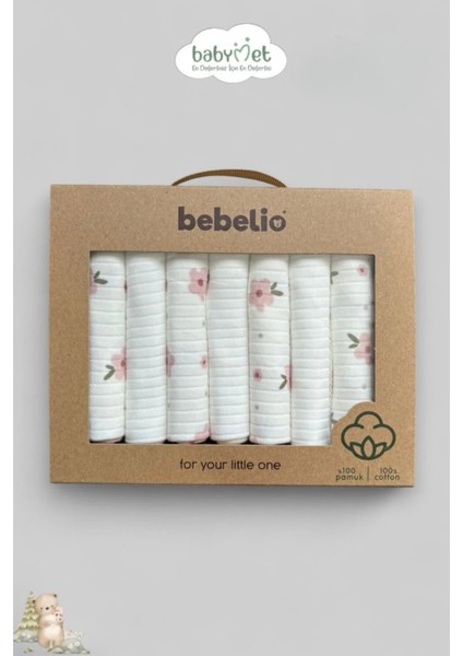 %100 Pamuk Organik Bebek Ağız Mendili 7'li Set, 25X25 cm Yumuşak&hipoalerjenik