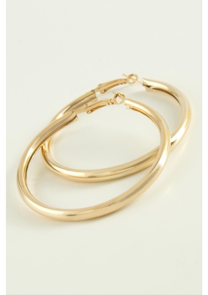 Resveq Boru Halka Küpe 3,5 Cm-Sarı