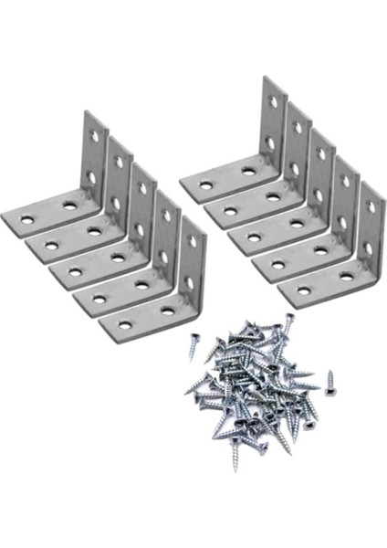 10 Adet 16X35 mm Metal L Gönye Köşe Bağlantı ve Vidaları Mobilya Bağlantı Elemanları Gri