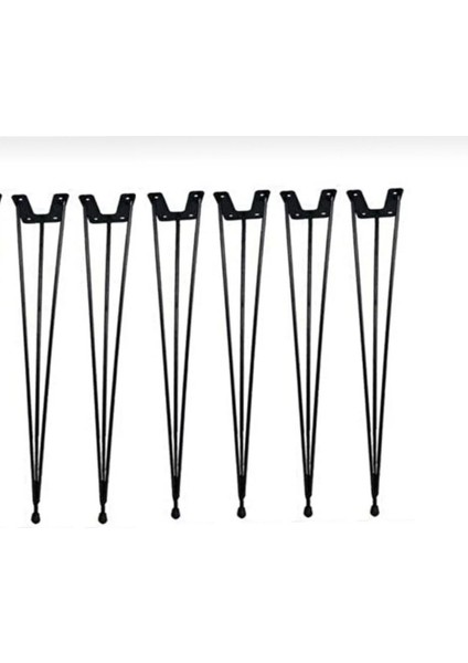 Sehpa Ayağı Kütük Sehpa Ahşap Tv Ünitesi Konsol Zigon Orta Yan Sehpa Metal 50CM/6ADT Siyah 6'lı Sehp