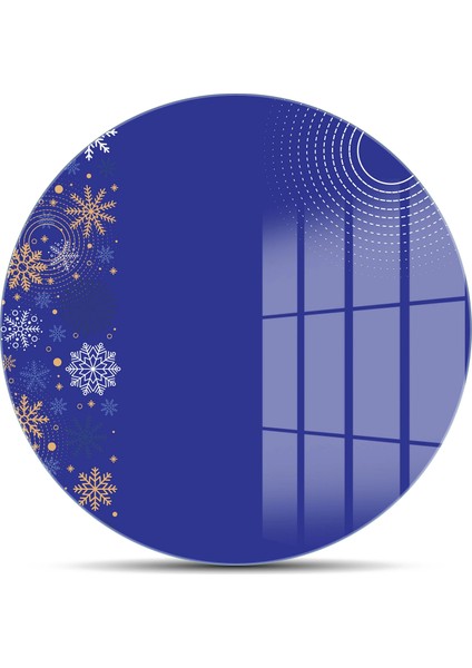 Cam Kesme Tahtası ve Sunumluk Yuvarlak Mor Kar Tanesi Desenli 30X30 cm fiyatları