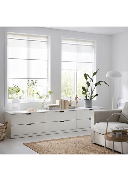 Rıngblomma Katlamalı Stor Perde Beyaz 80 x 160 cm Işık Filtreleyici Polyester