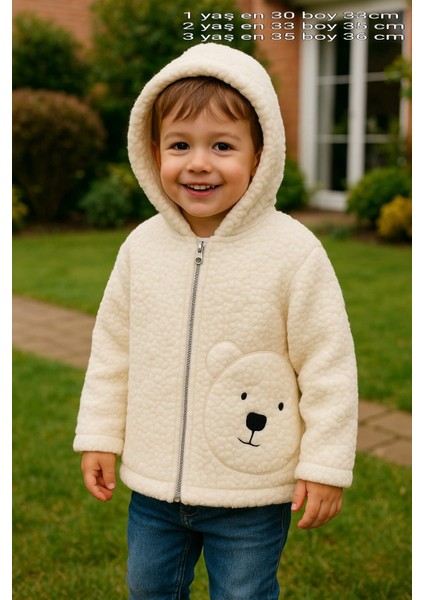 1-3 Yaş Kuzu Welsoft Kapşonlu Nakışlı Hırka