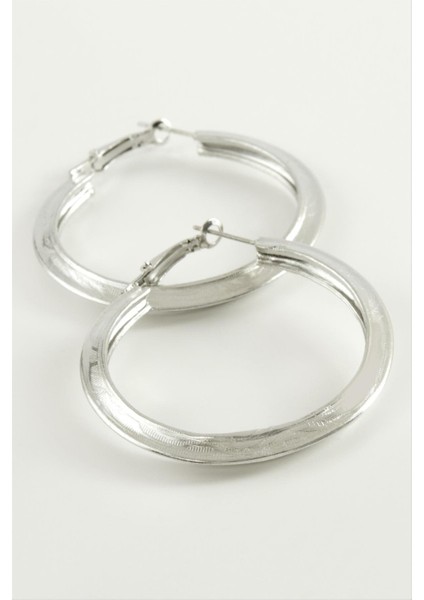 Resveq Salkım Desenli Halka Küpe 5 Cm-Gümüş Rengi fiyatları