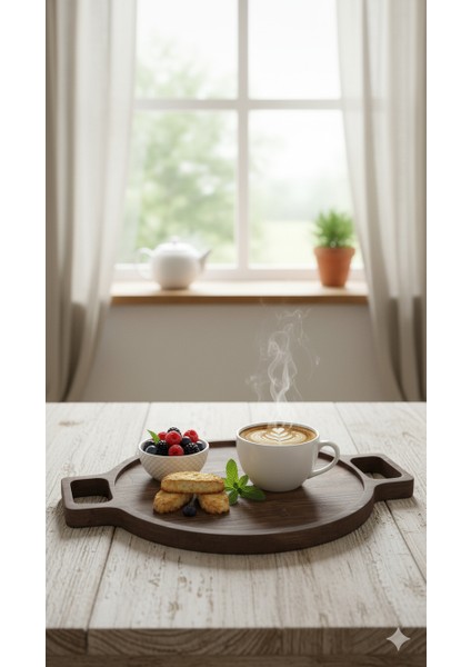 Doğal Ahşap Ceviz Renk Sunumluk Tepsi Çam indirimleri