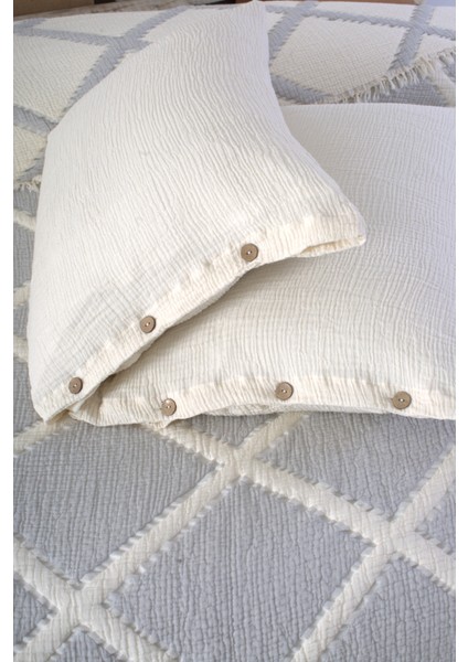 Lüks Multi Muslin %100 Pamuk Çift Kişillik Yatak Örtüsü 230X250 cm Battal Boy 2 Yastıklı modelleri