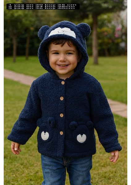 1-3 Yaş Kuzu Welsoft Kapşonlu Nakışlı Hırka