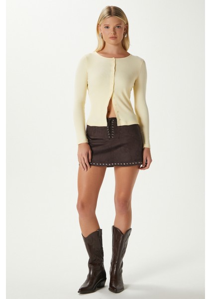 Young Cool Düğmeli Uzun Kollu Sarı Bluz