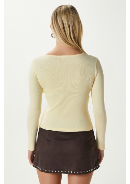 Young Cool Düğmeli Uzun Kollu Sarı Bluz indirimleri