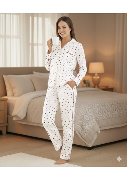 Waffle Uzun Kol Düğmeli Kadın 2'li Pijama Takımı fiyatları