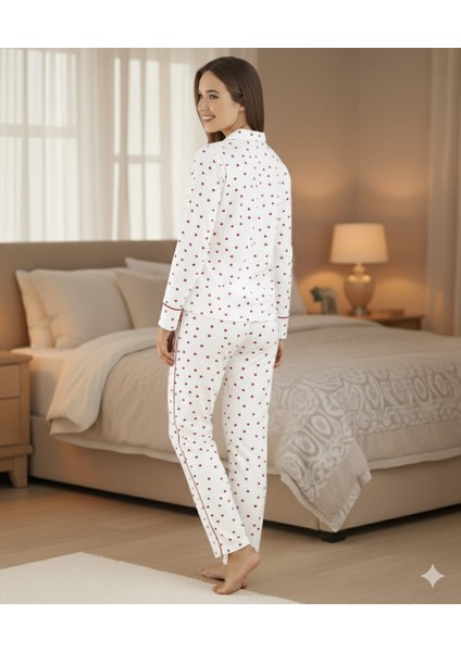 Waffle Uzun Kol Düğmeli Kadın 2'li Pijama Takımı modelleri