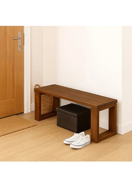 El Yapımı Ahşap Bank 80X30X43 cm – Masif Ahşap Oturma Bankı, Dekoratif Dış & Iç Mekan Kullanımı Kahverengi