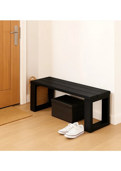 El Yapımı Ahşap Bank 80X30X43 cm – Masif Ahşap Oturma Bankı, Dekoratif Dış & Iç Mekan Kullanımı Siyah