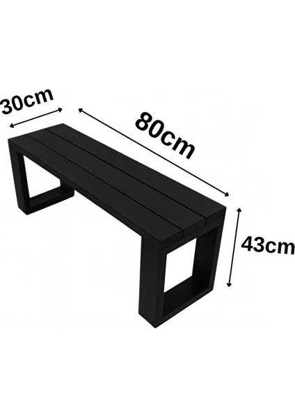 El Yapımı Ahşap Bank 80X30X43 cm – Masif Ahşap Oturma Bankı, Dekoratif Dış & Iç Mekan Kullanımı Siyah modelleri