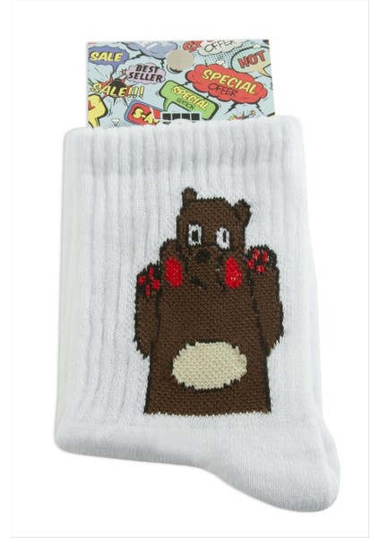 Resveq Ayıcık Kolej Çorap 8X28-BEYAZ