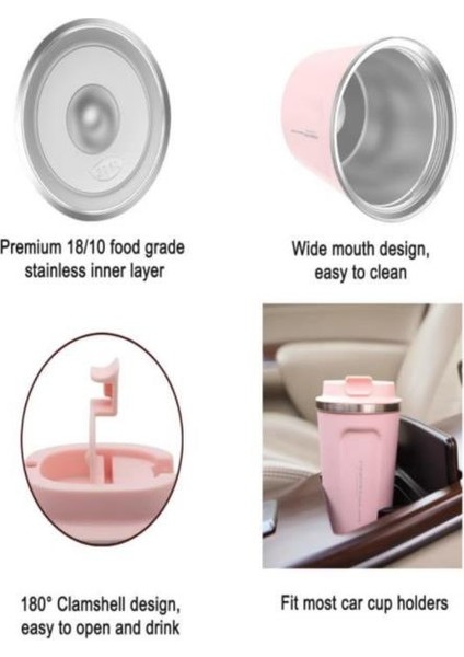 Paslanmaz Çelik Kahve Termos Bardak Matara 350 ml Pembe Renk – PKH-PJ-3548-L modelleri
