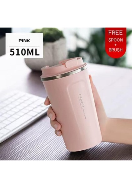 Paslanmaz Çelik Kahve Termos Bardak Matara 350 ml Pembe Renk – PKH-PJ-3548-L fırsatları