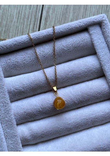 Amorf Kehribar Taşı Çelik Kolye El Yapımı fiyatları