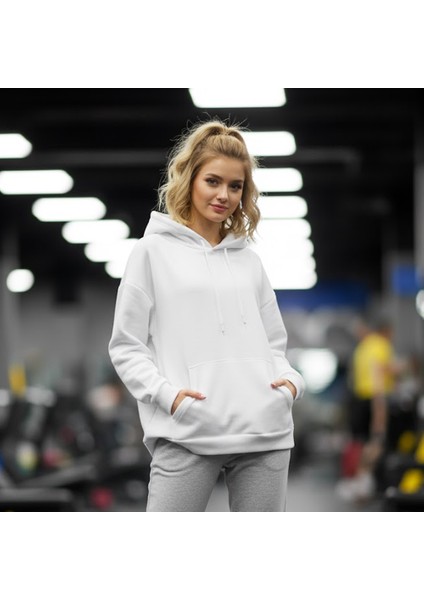 Woody Cord Kadın Oversize Sweatshirt - Beyaz