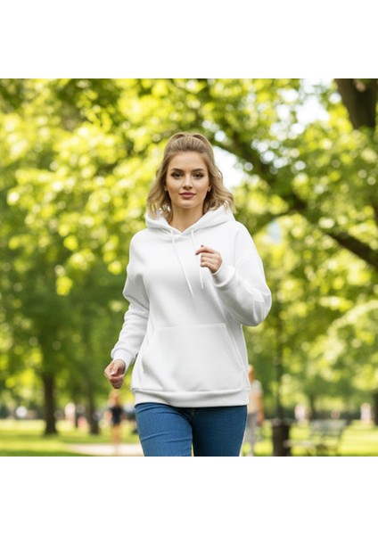 Woody Cord Kadın Oversize Sweatshirt - Beyaz fiyatları