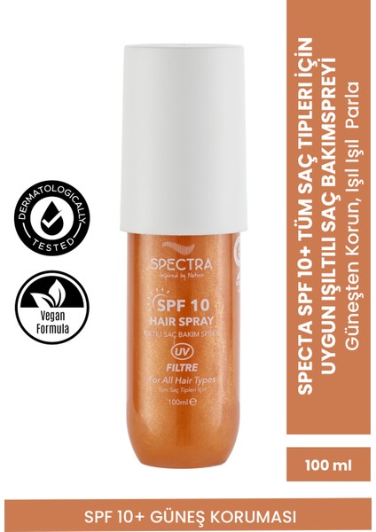 Spf 10+ Tüm Saç Tipleri Için Uygun Işıltılı Saç Bakım Spreyi