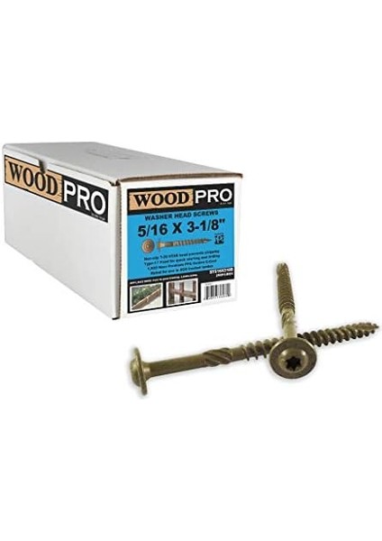 ST516X318B 5/16-Inç x 3-1/8-Inç Uzunluk Yuvarlak Yıkama Başlığı Dış Ahşap Vidalar, 250'LI Paket modelleri