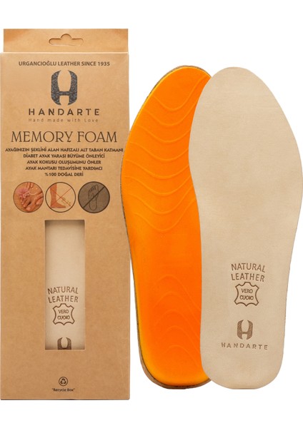 Hafızalı Deri Tabanlık Memory Foam - Ter Emici, Koku Önleyici, Rahat ve Konforlu Ayakkabı Tabanlığı