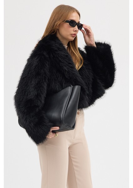 Kadın Premium Yakalı Kısa Suni Kürk