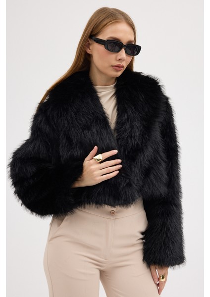 Kadın Premium Yakalı Kısa Suni Kürk