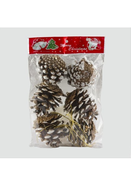 Resveq 6lı Kozalak Yılbaşı Ağaç Süsü-Kahverengi