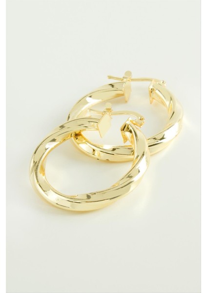 Resveq Burgulu Halka Küpe 3 Cm-Sarı