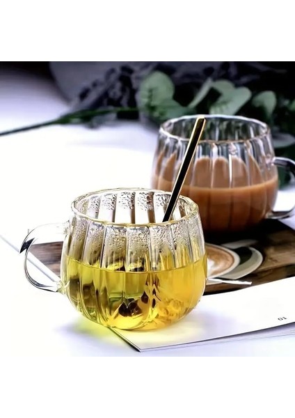 Life 2 Adet Ateşe Dayanıklı 400 ml Çizgili Cam Kupa MIT1100