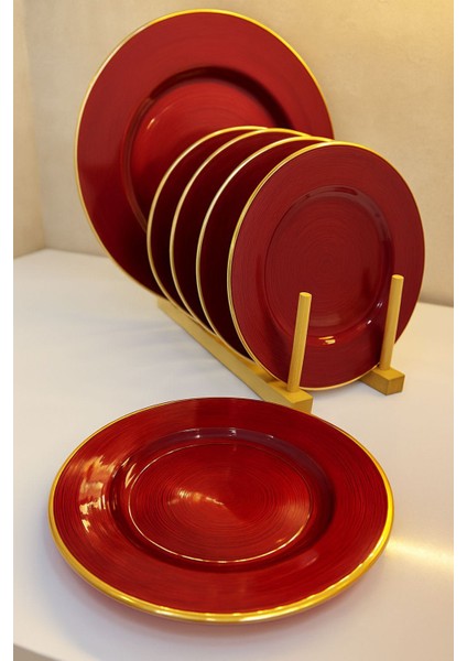 Bordo Porselen Pasta Takımı 7 Parça - Şık Sofra Sunum Seti fiyatları
