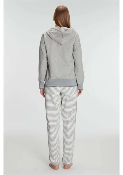 Pamuklu Uzun Kol Fermuarlı Swearshirt Sıfır Kol T-Shirt ve Pantolon Pijama Takım fiyatları