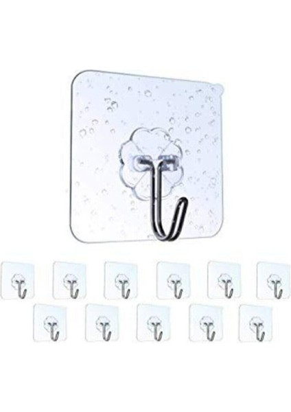 Askı Askılık 5 Adet Güçlü Şeffaf Duvar Askısı Askılığı Yapışkan Vantuz Kanca Mutfak Banyo Aksesuar T