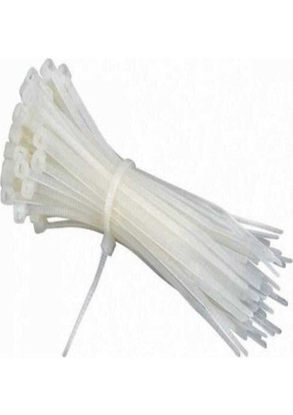 Beyaz Cırtlı Plastik Kelepçe Kablobağı 3,6X200 100 Adet