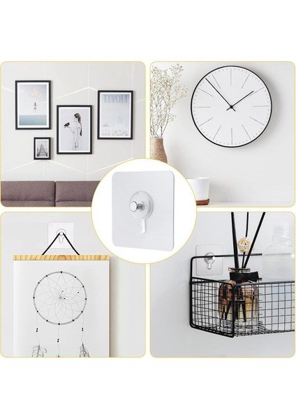 Matkap Delme Yok ! 20 Adet Güçlü Yapışkanlı Duvar Vidası - Elbise Çervece Askısı Duvar Kancası Çivi
