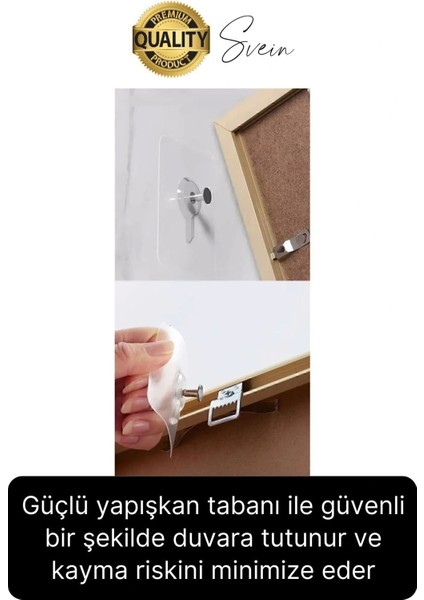 2 Adet Süper Güçlü Kendinden Yapışkanlı Tutunabilen Çok Amaçlı Çerçeve Tablo Banyo Duş Mutfak Askı B