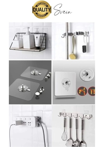 2 Adet Süper Güçlü Kendinden Yapışkanlı Tutunabilen Çok Amaçlı Çerçeve Tablo Banyo Duş Mutfak Askı B