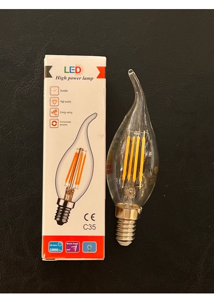 4 Watt E14 Duylu 235 Lümen Kıvrık Şeffaf Camlı 2700 Kelvin Günışığı Buji LED Ampul Tekli Gün Işığı