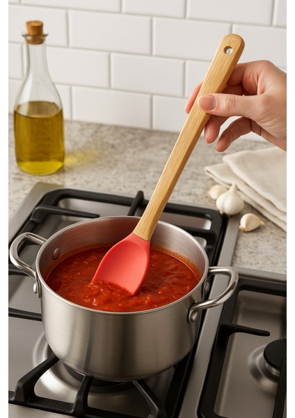 🌿 Bambu Saplı Renkli Silikon Spatula & Yağlama Fırçası Seti – 5’li Premium Mutfak Seti 🍰🍳 fiyatları