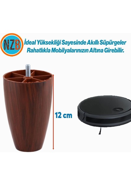 Mobilya Yükseltici Kanepe Ünite Koltuk Ayağı Baza Ayakları Ceviz Desen Plastik Ayak 12 cm 4 Adet Kah fiyatları